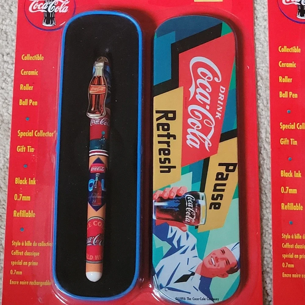 NIB 4x Coca Cola Special Collectible 1996 Ceramic Roller Ball Pen w/Coke  NIB‎
